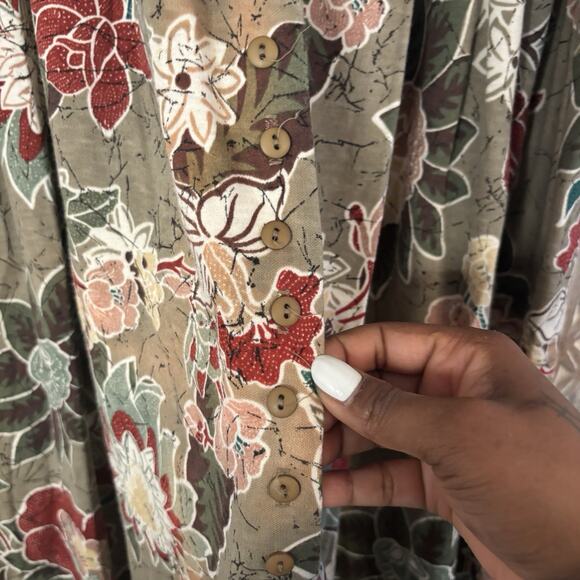 Vintage Ms. Paquette USA Two-Piece Top Flare Skirt Button Up Set Boho Floral-M - Picture 10 of 16